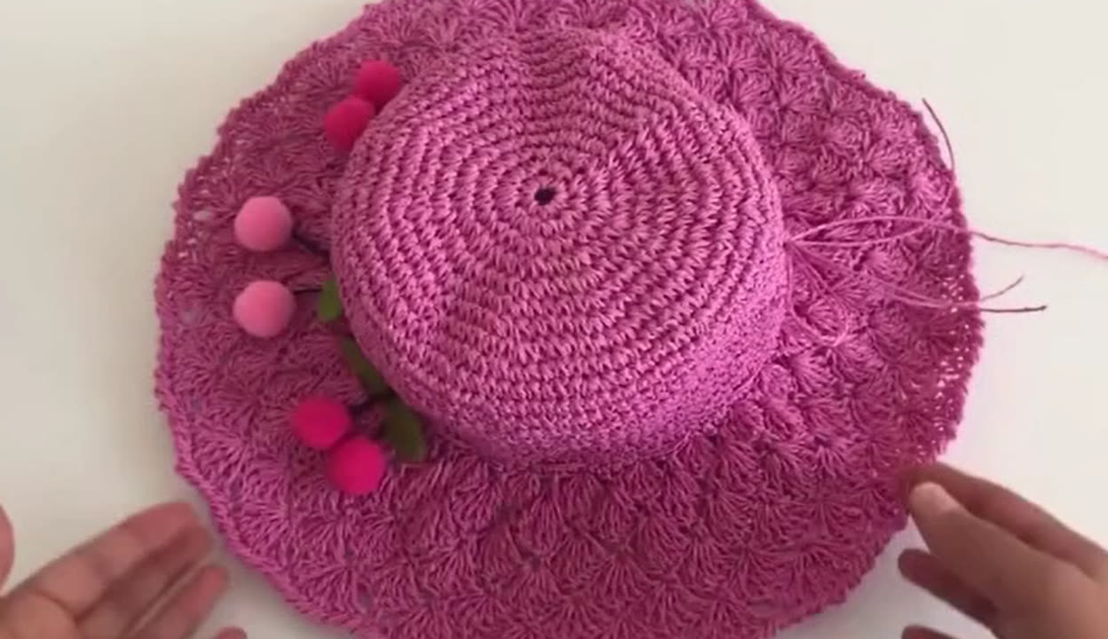 用户@63236edf上传的生活视频:手工毛线帽子编织:钩织时尚大方的太阳