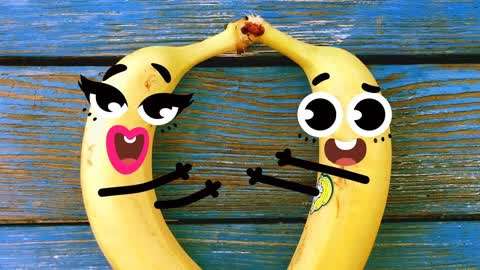 搞笑动画 益智动画片:画上表情的香蕉超有趣!萌萌哒-美食节目