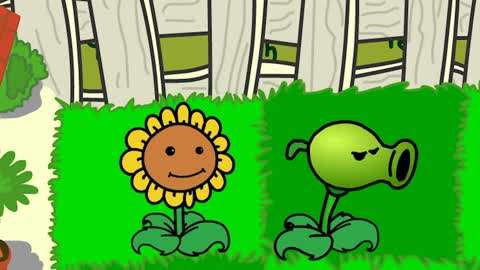 豌豆射手抱着向日葵图片