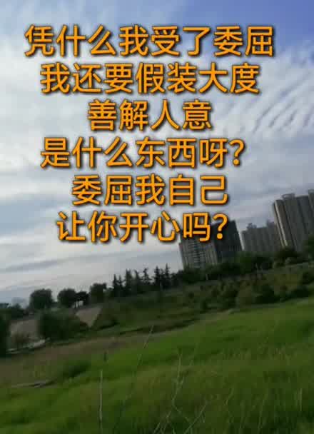 凭什么我受了委屈还要假装大度,善解人意什么东西呀,委屈我自己让你