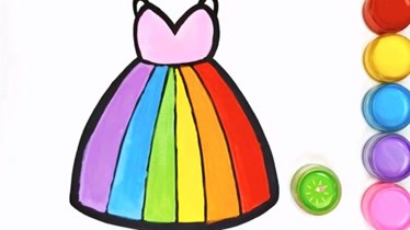 宝宝绘画园漂亮的彩虹裙学画画