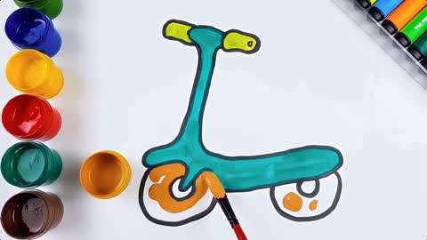 儿童绘画早教:滑板车的画法并上颜色