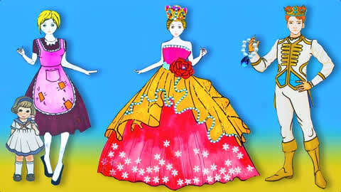 diy剪纸娃娃,为灰姑娘制作漂亮的新衣服,纸娃娃装扮技巧!