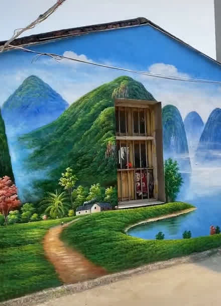 美丽乡村风景油画墙绘