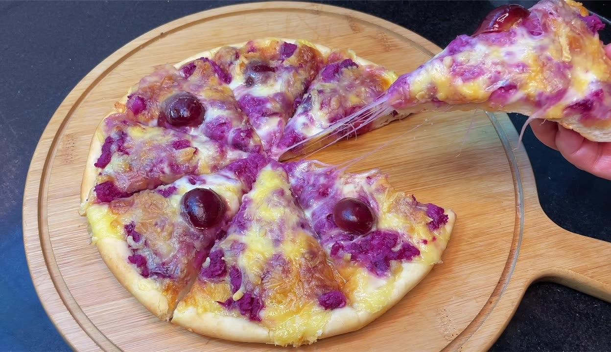 【茂麻】比馒头都简单的紫薯披萨做法 操作简单 一看就会