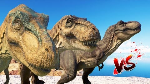 侏罗纪世界动画:霸王龙vs南方巨兽龙,恐龙大战