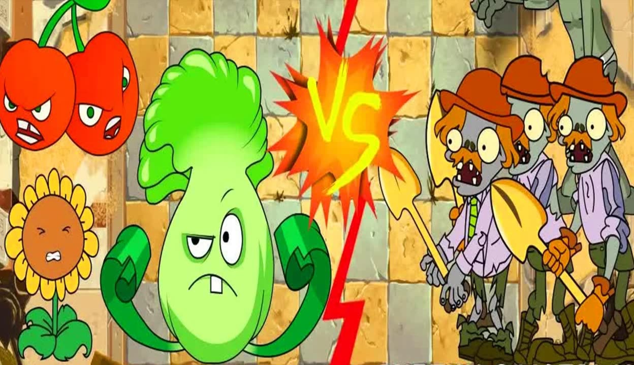 植物大战僵尸动画,英雄白菜vs挖掘机僵尸,突击力量的爆发!
