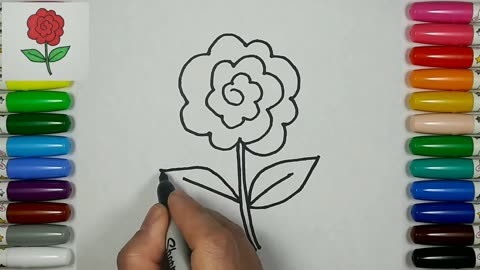 【儿童简笔画教程】画一朵简单的红花:色彩斑斓的美丽!