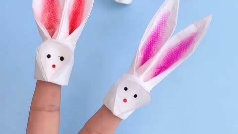 超可爱的纸巾小白兔,你也来试试吧,超简单一张纸巾就能搞定!