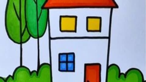 儿童简笔画:一起来画小房子(2)